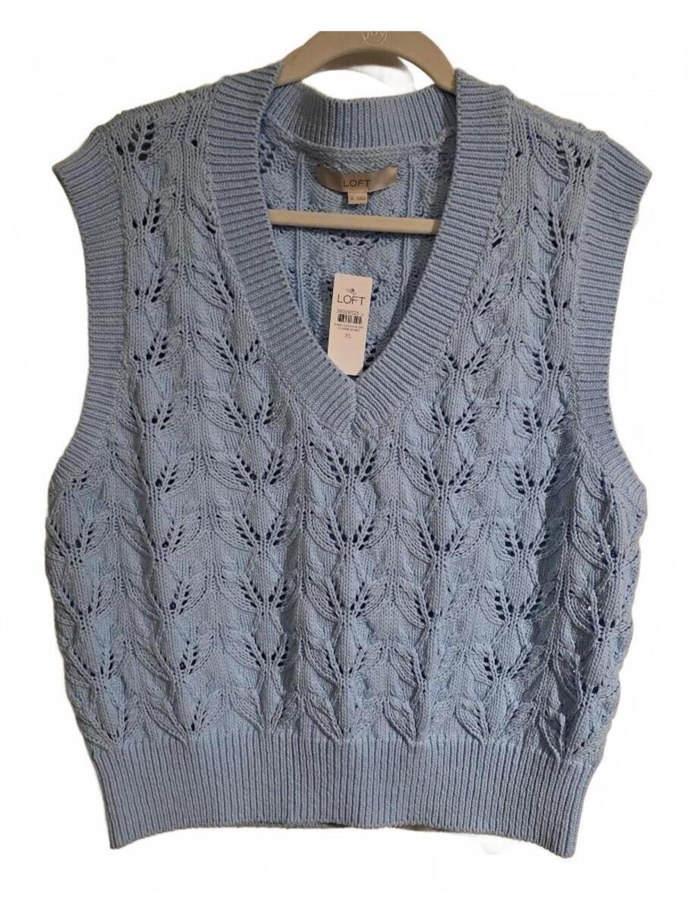 Ann Taylor LOFT Women's XL Ice Blue Knit Sweater Tank Top with Tags
